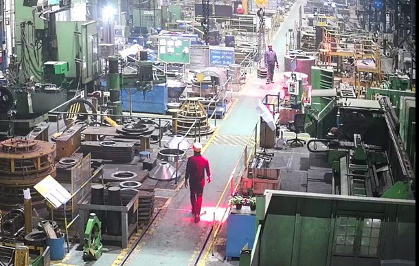 Factory floor under continuous CCTV safety monitoring